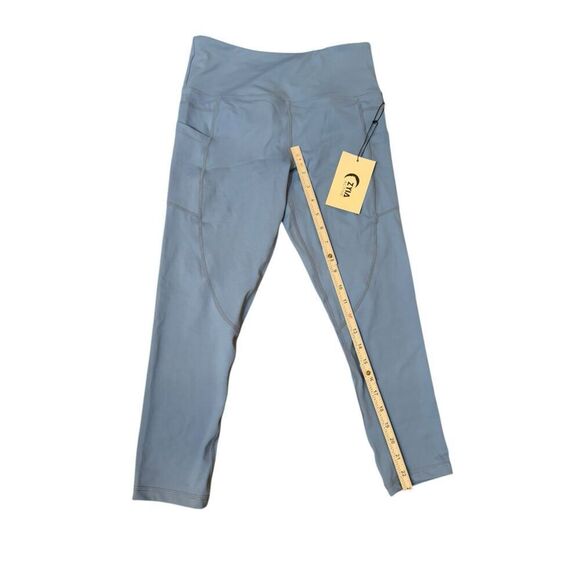 NWT Zyia Active Blue Steel Pocket Light n Tight Hi-rise Capris Sz M Athletic Pan - Picture 6 of 10